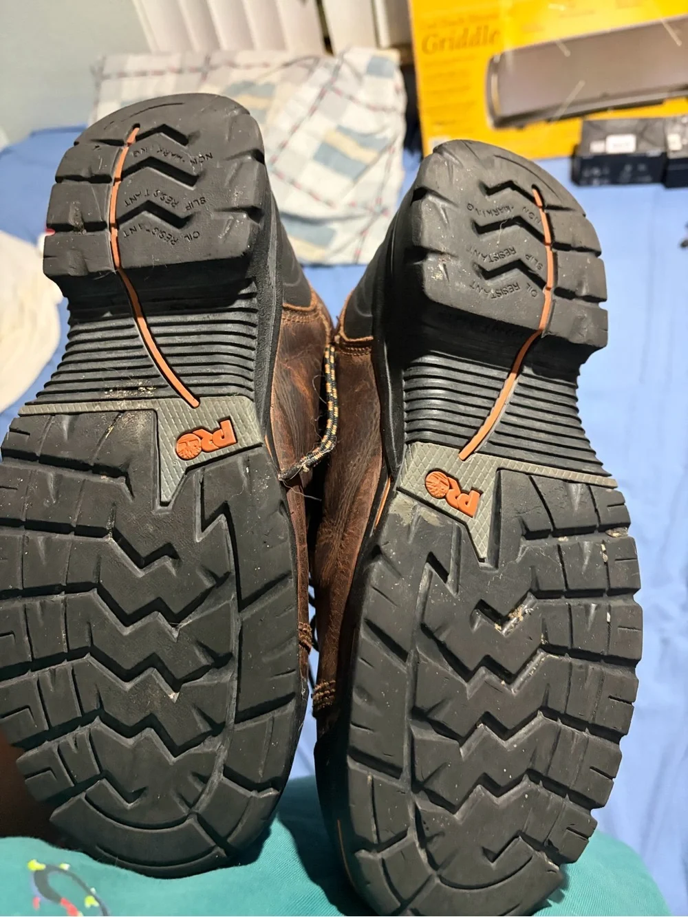 Timberland Brown Work Boots with Orange Interior